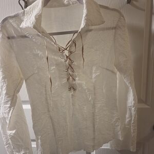 Elegant Lace-Up White Women's Blouse